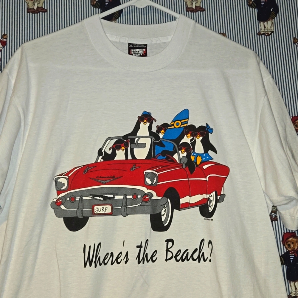 Vintage 80’s  Beach Surf T Shirt Size XL Single Stitch USA Screen Stars